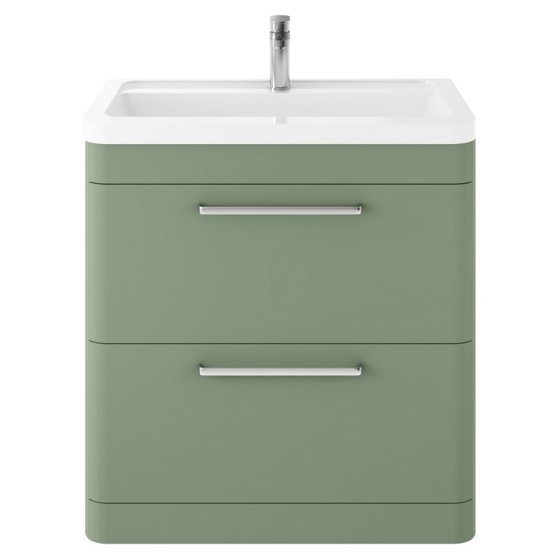 Solar 800mm Freestanding 2 Drawer Unit & Ceramic Basin - Fern Green Solar 800mm Freestanding 2 Drawer Unit & Ceramic Basin - Fern Green
