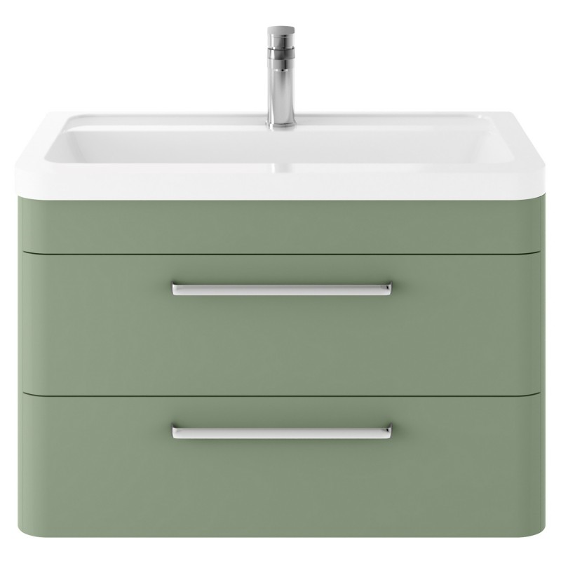 Solar 800mm Wall Hung 2 Drawer Unit & Ceramic Basin - Fern Green Solar 800mm Wall Hung 2 Drawer Unit & Ceramic Basin - Fern Green