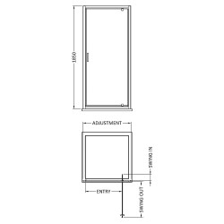 Chrome Rene Pivot Shower Door 800mm - Technical Drawing