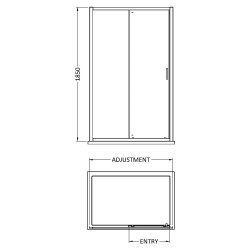 Matt Black Rene Sliding Shower Door 1400mm - Technical Drawing