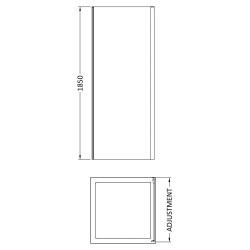 Chrome Rene Shower Side Panel 900mm - Technical Drawing