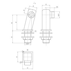 Square Deck Mounting Legs - Technical Drawing