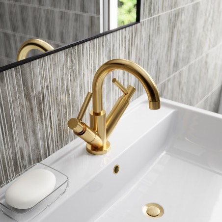 Tec Lever Brushed Brass Mono Basin Mixer