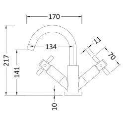 Tec Crosshead Mono Small S Spout & Wst - Technical Drawing
