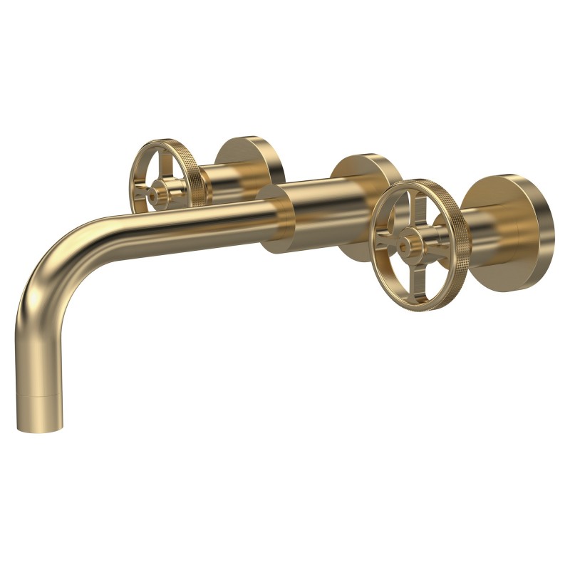 Revolution Brushed Brass Wall Mounted Basin Mixer Revolution Brushed Brass Wall Mounted Basin Mixer