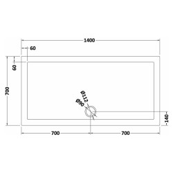 Slate Grey Rectangular Shower Tray 1400mm x 700mm - Technical Drawing