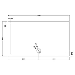 Slate Grey Rectangular Shower Tray 1600mm x 900mm - Technical Drawing