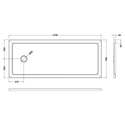 Slate Grey Bath Replacement Shower Tray 1700 x 700mm - Technical Drawing