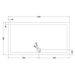 Slate Grey Rectangular Shower Tray 1700mm x 900mm - Technical Drawing