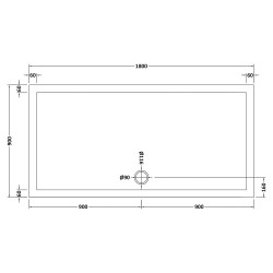 Slate Grey Rectangular Shower Tray 1800mm x 900mm - Technical Drawing