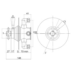 Topaz White Dual Concealed Shower Valve - Technical Drawing