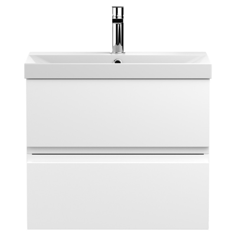 Urban 600mm Wall Hung 2 Drawer Vanity Unit & Thin-Edge Ceramic Basin - Satin White Urban 600mm Wall Hung 2 Drawer Vanity Unit & Thin-Edge Ceramic Basin - Satin White