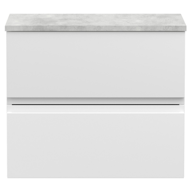 Urban 600mm Wall Hung 2 Drawer Vanity Unit & Bellato Grey Worktop - Satin White Urban 600mm Wall Hung 2 Drawer Vanity Unit & Bellato Grey Worktop - Satin White