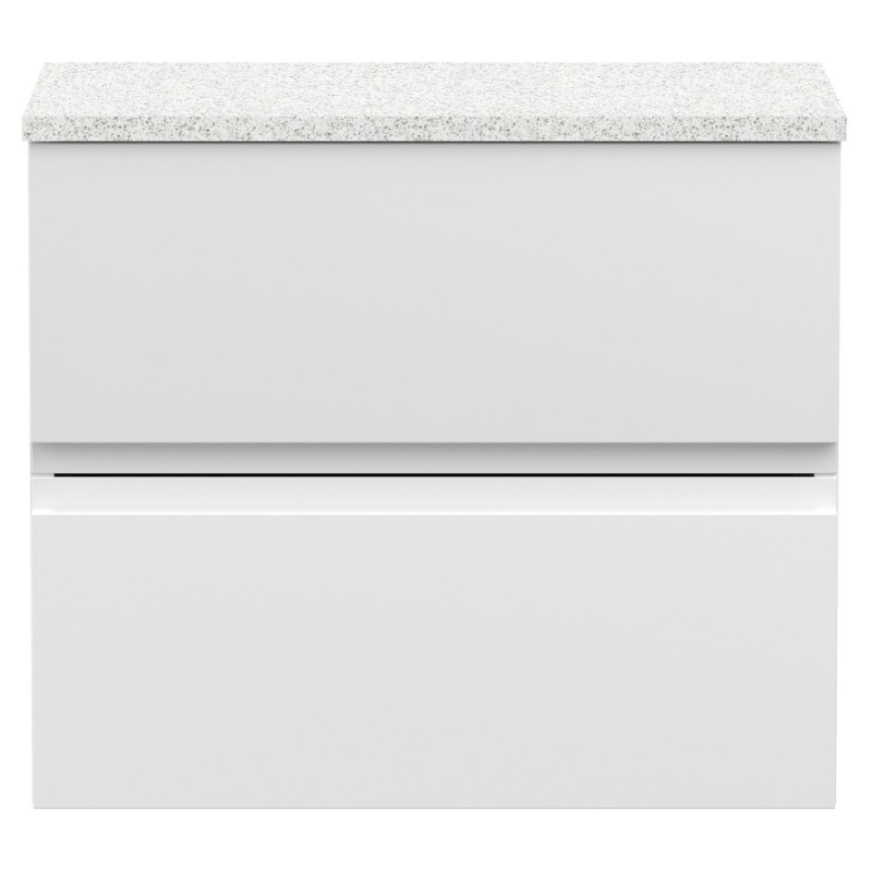 Urban 600mm Wall Hung 2 Drawer Vanity Unit & Sparkling White Worktop - Satin White Urban 600mm Wall Hung 2 Drawer Vanity Unit & Sparkling White Worktop - Satin White