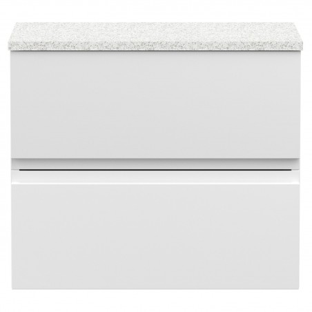 Urban 600mm Wall Hung 2 Drawer Vanity Unit & Sparkling White Worktop - Satin White