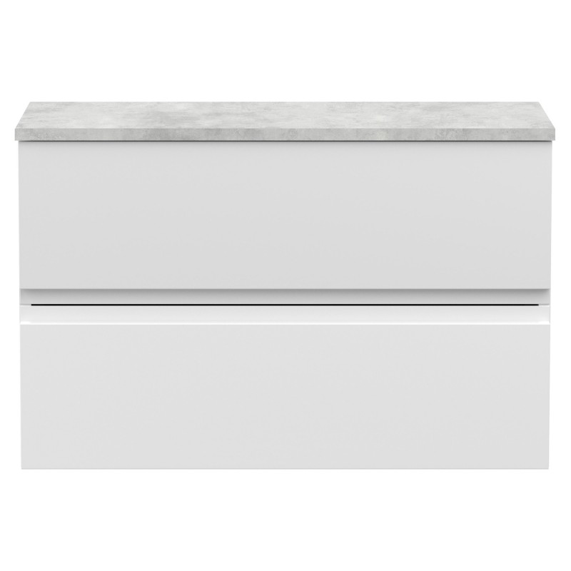 Urban 800mm Wall Hung 2 Drawer Vanity Unit & Bellato Grey Worktop - Satin White Urban 800mm Wall Hung 2 Drawer Vanity Unit & Bellato Grey Worktop - Satin White