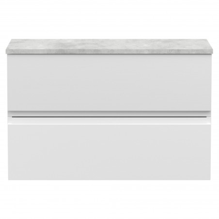 Urban 800mm Wall Hung 2 Drawer Vanity Unit & Bellato Grey Worktop - Satin White