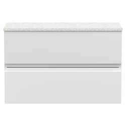 Urban 800mm Wall Hung 2 Drawer Vanity Unit & Sparkling White Worktop - Satin White