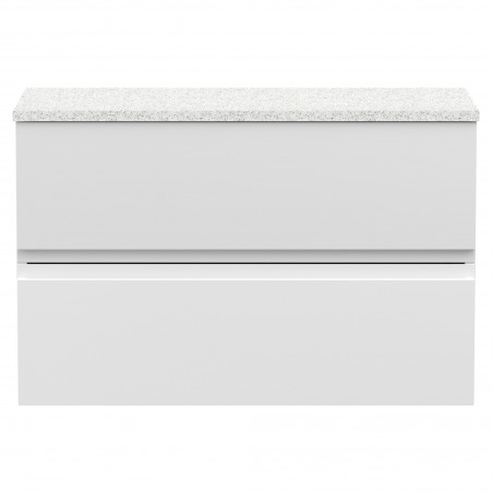Urban 800mm Wall Hung 2 Drawer Vanity Unit & Sparkling White Worktop - Satin White