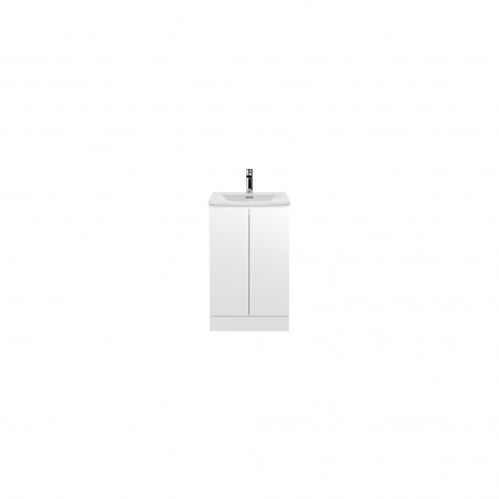 Urban 500mm Freestanding 2 Door Vanity Unit & Curved Ceramic Basin - Satin White