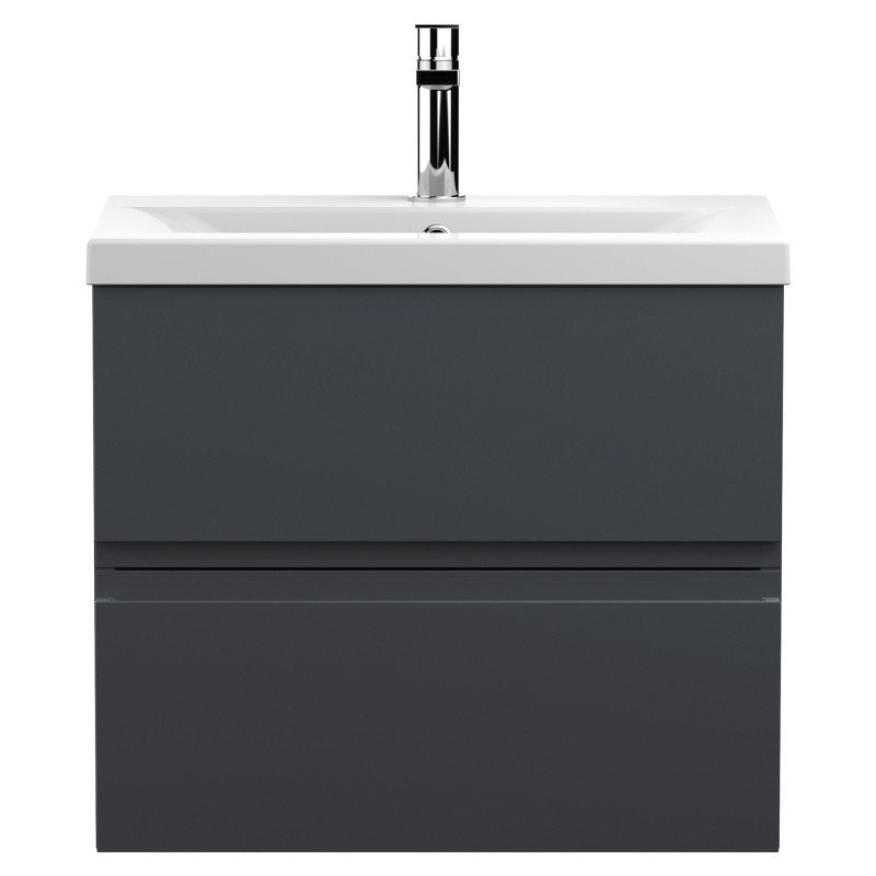 Urban 600mm Wall Hung 2-Drawer Vanity Unit with Mid-Edge Ceramic Basin - Soft Black Urban 600mm Wall Hung 2-Drawer Vanity Unit with Mid-Edge Ceramic Basin - Soft Black