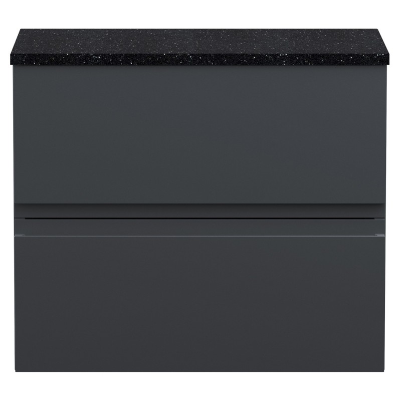 Urban 600mm Wall Hung 2-Drawer Vanity Unit with Black Sparkle Laminate Worktop - Soft Black Urban 600mm Wall Hung 2-Drawer Vanity Unit with Black Sparkle Laminate Worktop - Soft Black