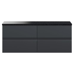 Urban 1200mm Wall Hung 4 Drawer Unit With Black Sparkle Laminate Worktop - Soft Black