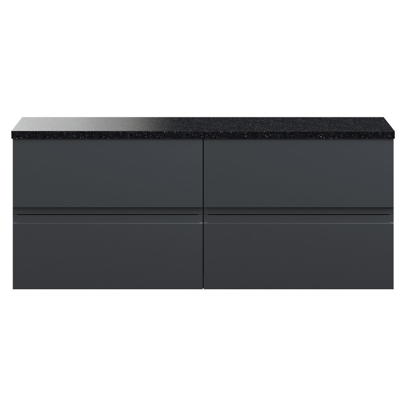 Urban 1200mm Wall Hung 4 Drawer Unit With Black Sparkle Laminate Worktop - Soft Black Urban 1200mm Wall Hung 4 Drawer Unit With Black Sparkle Laminate Worktop - Soft Black