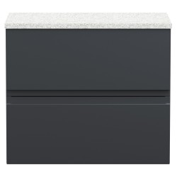 Urban 600mm Wall Hung 2-Drawer Vanity Unit with White Sparkle Laminate Worktop - Soft Black