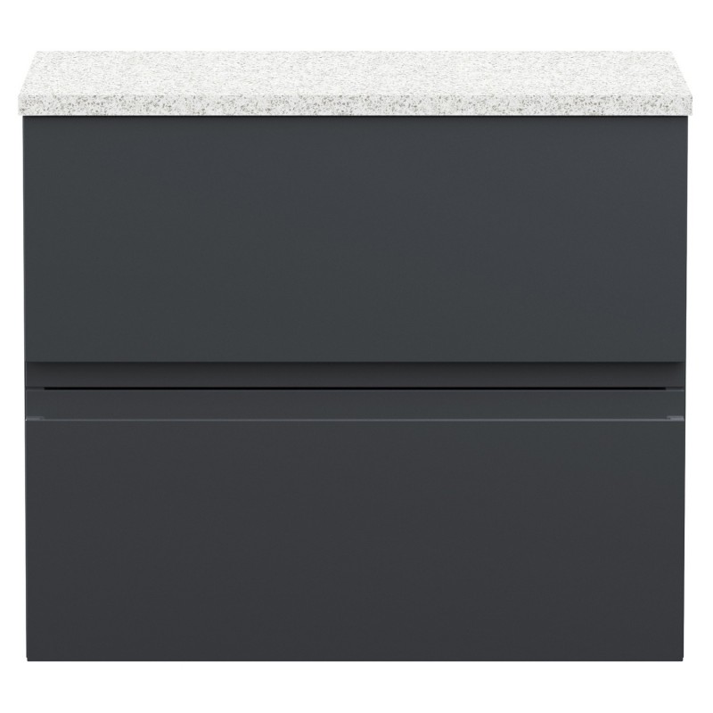 Urban 600mm Wall Hung 2-Drawer Vanity Unit with White Sparkle Laminate Worktop - Soft Black Urban 600mm Wall Hung 2-Drawer Vanity Unit with White Sparkle Laminate Worktop - Soft Black