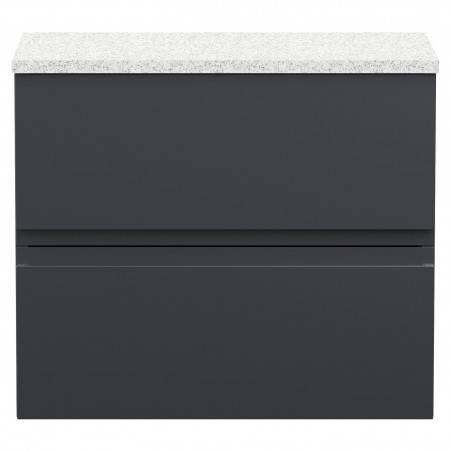 Urban 600mm Wall Hung 2-Drawer Vanity Unit with White Sparkle Laminate Worktop - Soft Black