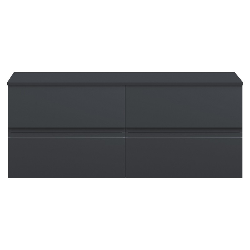 Urban 1200mm Wall Hung 4-Drawer Vanity Unit with Matching Laminate Worktop - Soft Black Urban 1200mm Wall Hung 4-Drawer Vanity Unit with Matching Laminate Worktop - Soft Black