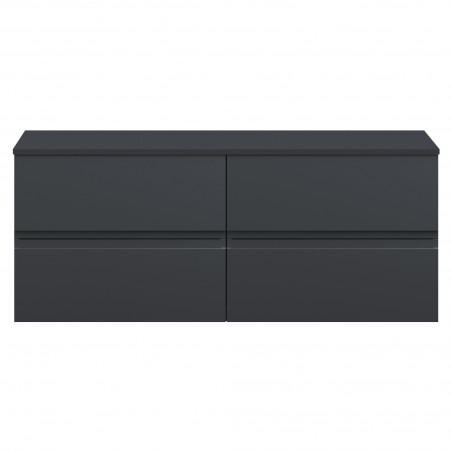 Urban 1200mm Wall Hung 4-Drawer Vanity Unit with Matching Laminate Worktop - Soft Black