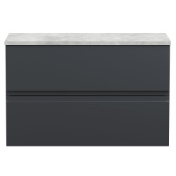 Urban 800mm Wall Hung 2-Drawer Vanity Unit with Grey Laminate Worktop - Soft Black