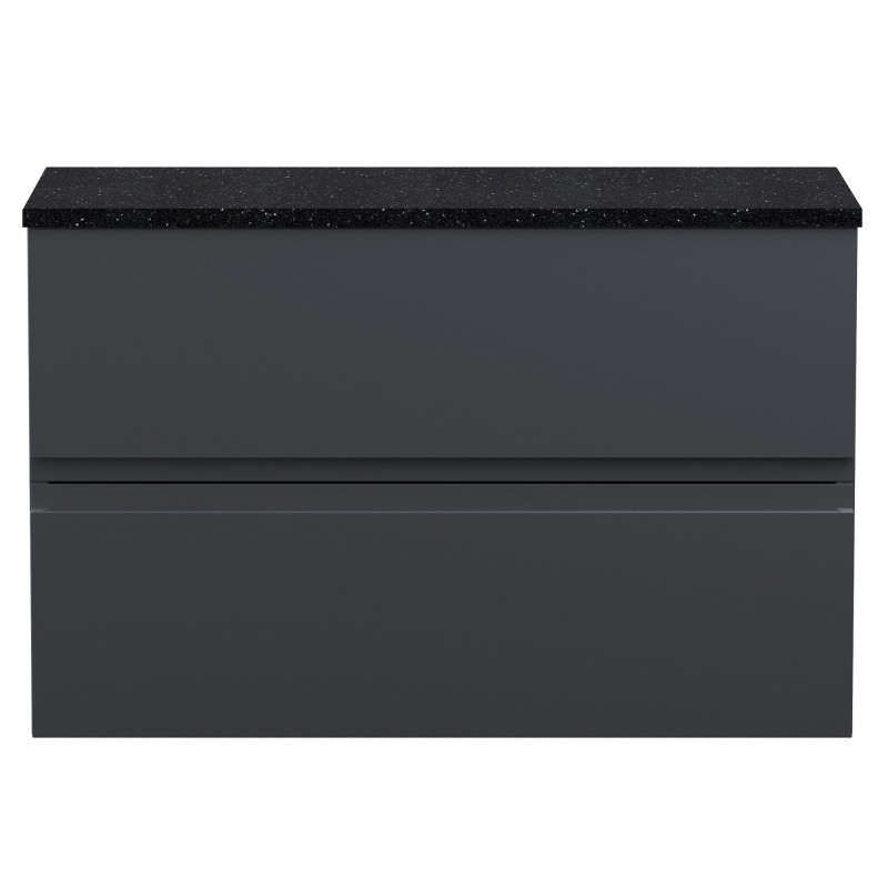 Urban 800mm Wall Hung 2-Drawer Vanity Unit with Black Sparkle Laminate Worktop - Soft Black Urban 800mm Wall Hung 2-Drawer Vanity Unit with Black Sparkle Laminate Worktop - Soft Black