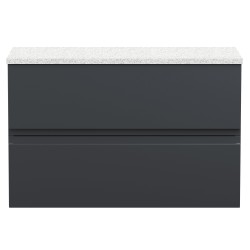 Urban 800mm Wall Hung 2-Drawer Vanity Unit with Sparkle Laminate Worktop - Soft Black