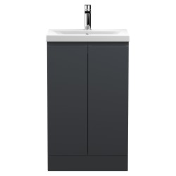 Urban 500mm Freestanding 2-Door Vanity Unit with Mid-Edge Ceramic Basin - Soft Black