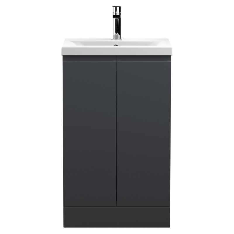 Urban 500mm Freestanding 2-Door Vanity Unit with Mid-Edge Ceramic Basin - Soft Black Urban 500mm Freestanding 2-Door Vanity Unit with Mid-Edge Ceramic Basin - Soft Black