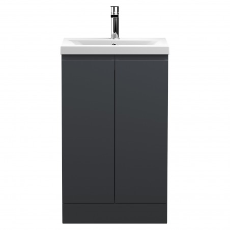 Urban 500mm Freestanding 2-Door Vanity Unit with Mid-Edge Ceramic Basin - Soft Black