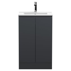 Urban 500mm Freestanding 2-Door Vanity Unit with Minimalist Ceramic Basin - Soft Black