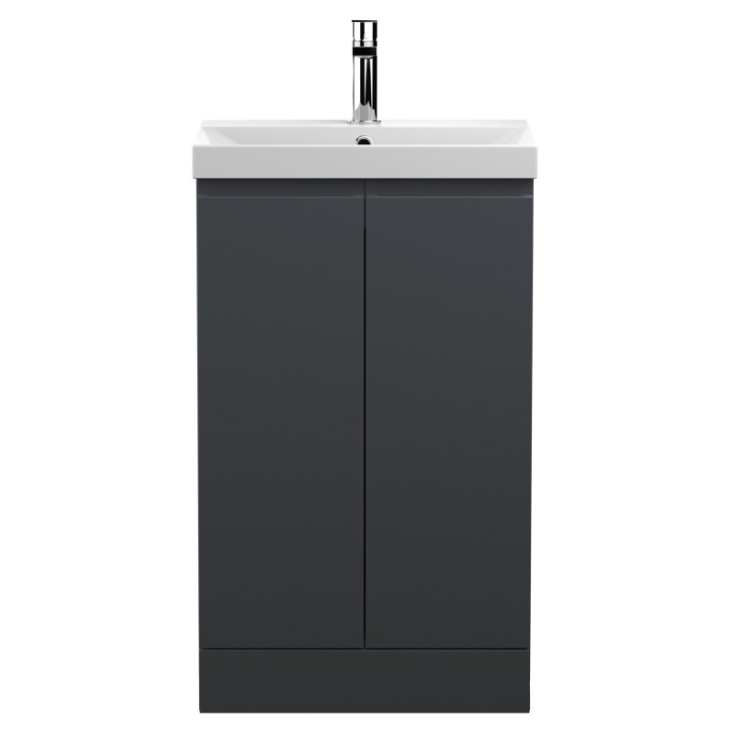 Urban 500mm Freestanding 2-Door Vanity Unit with Thin-Edge Ceramic Basin - Soft Black Urban 500mm Freestanding 2-Door Vanity Unit with Thin-Edge Ceramic Basin - Soft Black