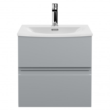 Urban 500mm Wall Hung 2 Drawer Vanity Unit & Curved Ceramic Basin - Urban Satin Grey