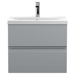 Urban 600mm Wall Hung 2 Drawer Vanity Unit & Mid-Edge Ceramic Basin - Urban Satin Grey