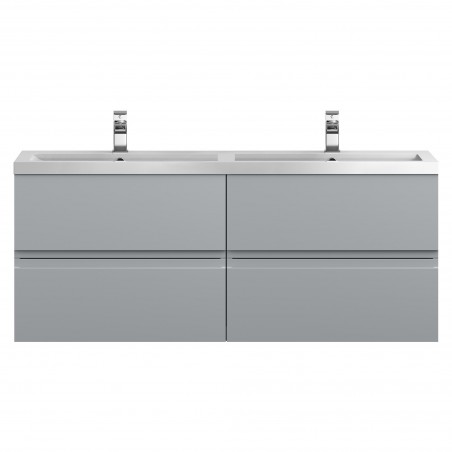 Urban 1200mm Wall Hung 4 Drawer Vanity & Double Polymarble Basin - Urban Satin Grey