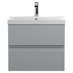 Urban 600mm Wall Hung 2 Drawer Vanity Unit & Thin-Edge Ceramic Basin - Urban Satin Grey