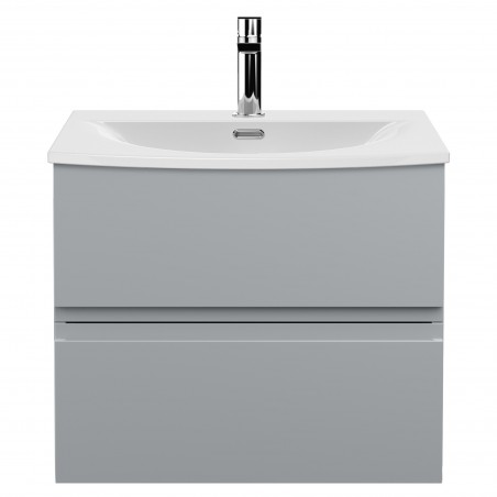 Urban 600mm Wall Hung 2 Drawer Vanity Unit & Curved Ceramic Basin - Urban Satin Grey