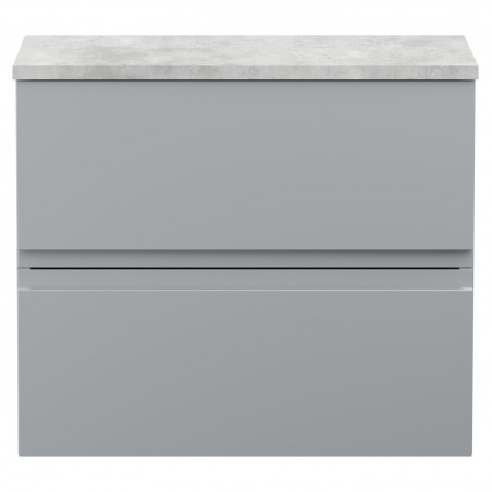 Urban 600mm Wall Hung 2 Drawer Vanity Unit & Bellato Grey Worktop - Urban Satin Grey