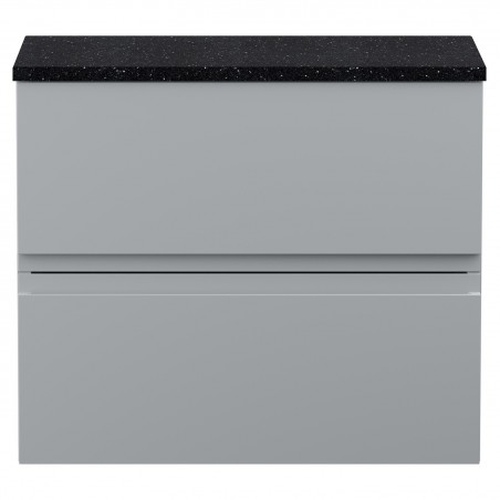 Urban 600mm Wall Hung 2 Drawer Vanity Unit & Sparkling Black Worktop - Urban Satin Grey