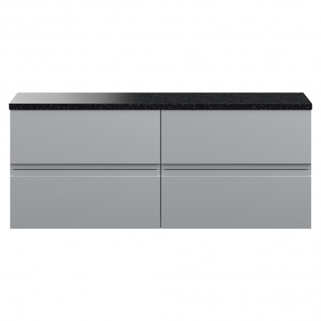 Urban 1200mm Wall Hung 4 Drawer Unit With Black Sparkle Laminate Worktop - Satin Grey