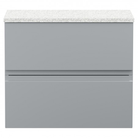 Urban 600mm Wall Hung 2 Drawer Vanity Unit & Sparkling White Worktop - Urban Satin Grey